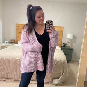 Lavender Chunky Knit Cardigan, size XXL